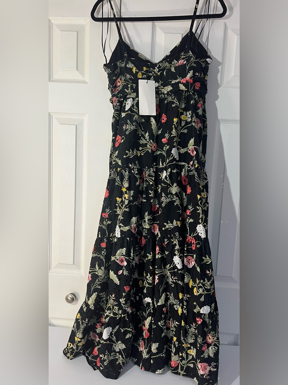 ZARA FLORAL PRINTED COTTON MIDI DRESS WITH CUTWORK EMBROIDERY M NWT. - Picture 9 of 12